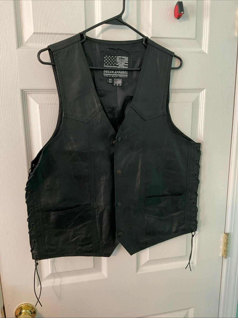 Women’s Black Leather Puffer Vest -  Nylon Lining